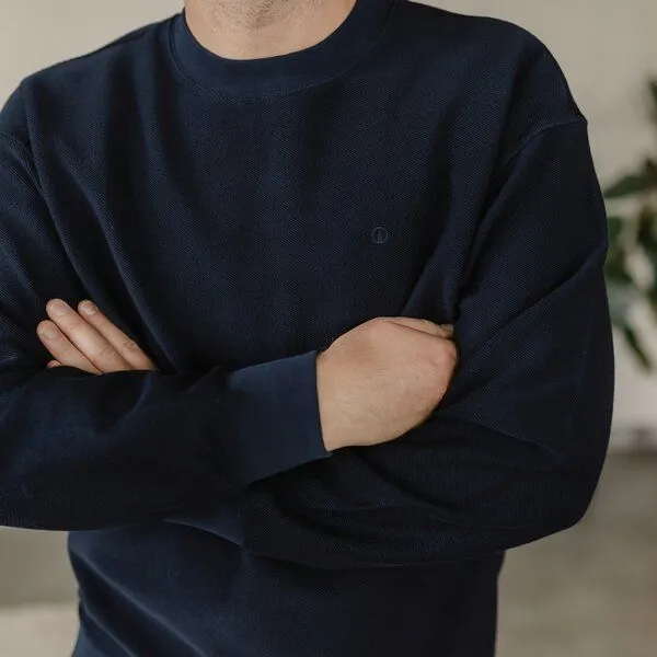 NORDLICHT NORDLICHT Herren Sweater aus strukturierter Bio-Baumwolle NILAS, Blau, – Produktbild 3 von 4