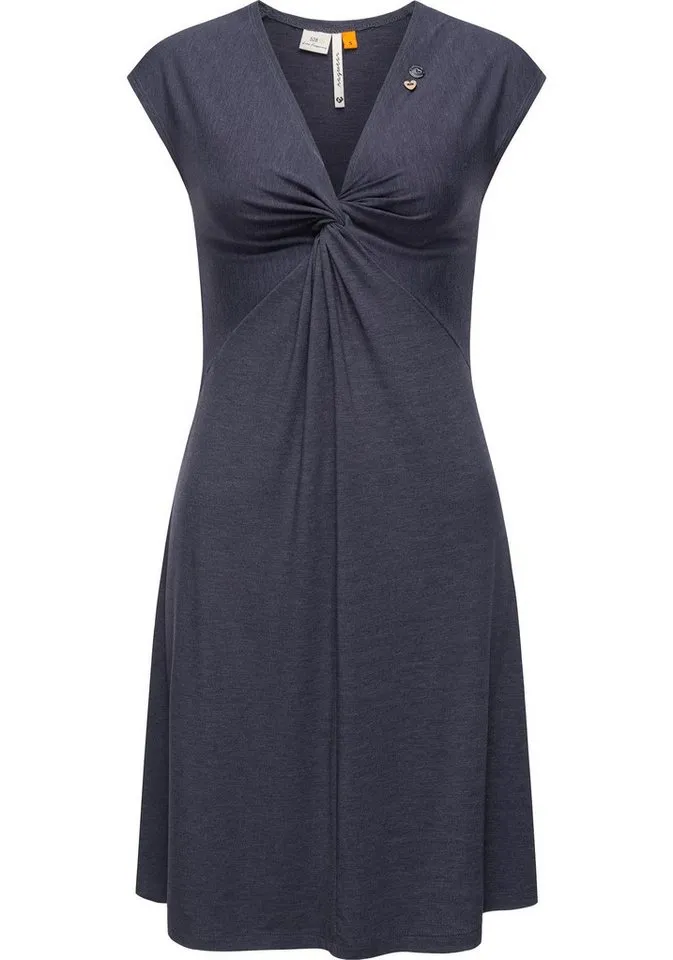 ragwear ragwear Jerseykleid Comfrey Solid stylisches Sommerkleid mit tiefem V-Ausschnitt, Blau, – Produktbild 1 von 2