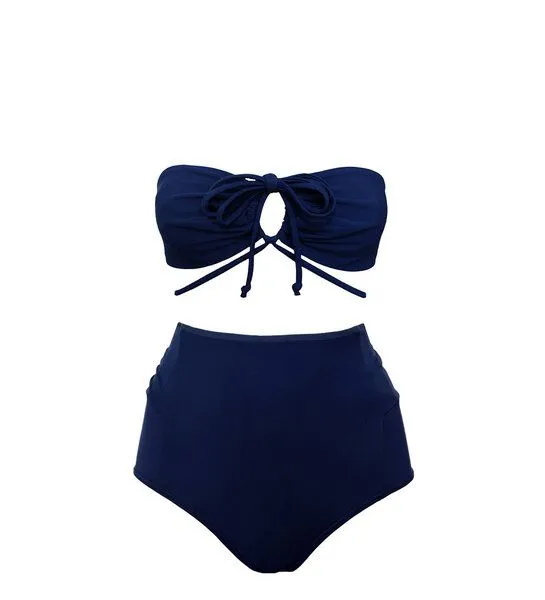 Anekdot Anekdot Bikini Set Versatile Top + Bow Back Slip, Navy (blue), – Produktbild 2 von 3