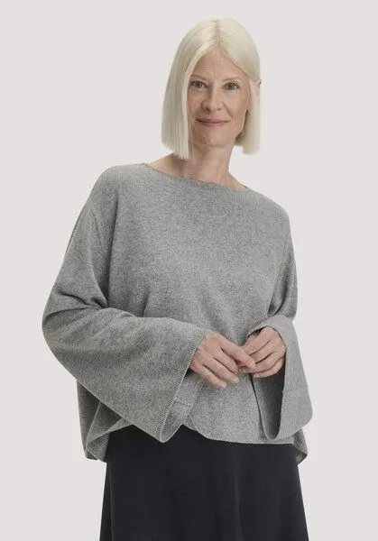 hessnatur hessnatur Strick Pullover Oversize aus Bio-Merinowolle mit Cashmere, Grau, – Produktbild 1 von 4