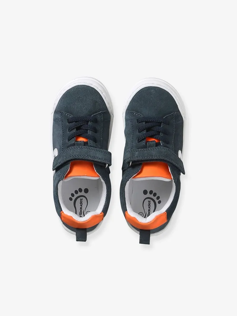 Vertbaudet Jungen Klett-Sneakers aus Leder mit elastischer Schnürung, Marine, – Produktbild 4 von 4
