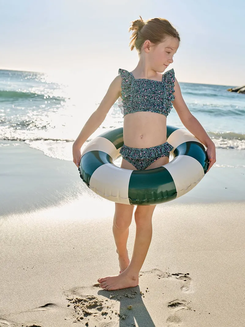 Vertbaudet Bikini mit Volants und Blümchen Mädchen, Smaragdgrün, – Produktbild 1 von 3