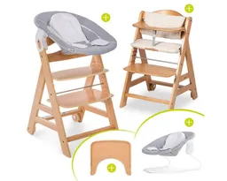 Hauck Hauck Hochstuhl Beta Plus Newborn Set - Natural, Holz Babystuhl ab Geburt mit Neugeborenenaufsatz, Sitzkissen, Essbrett – Produktbild 1 von 1