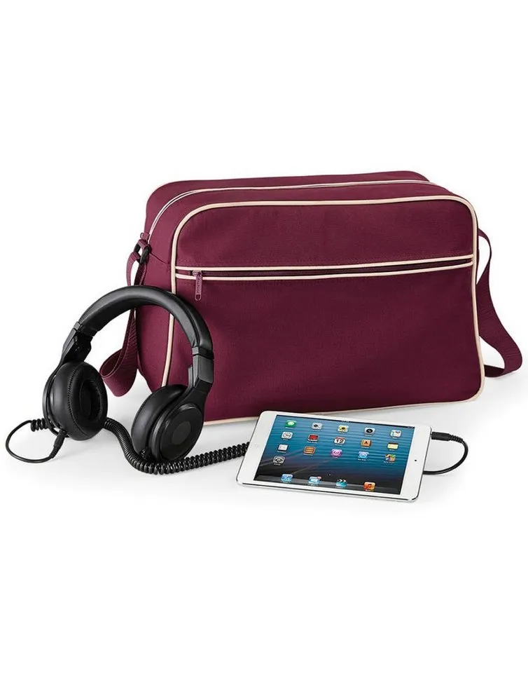 BagBase BagBase Umhängetasche Retro Shoulder Bag / Umhängeasche, 40 x 28 x 18 cm, Burgundy/sand, – Produktbild 4 von 5