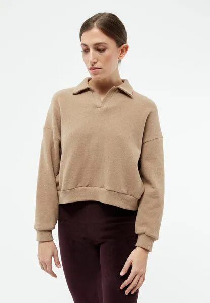 Givn Berlin Givn Berlin Sweater GBRESA aus recycelter Baumwolle mit Kragen, Beige, – Produktbild 1 von 4
