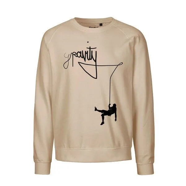 HANDGEDRUCKT HANDGEDRUCKT "Gravity" Unisex Sweatshirt aus reiner Biobaumwolle (kbA), Sand, – Produktbild 1 von 3