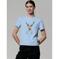 watapparel watapparel T-Shirt Frauen Hirsch, Blue soul, – Produktbild 1 von 1