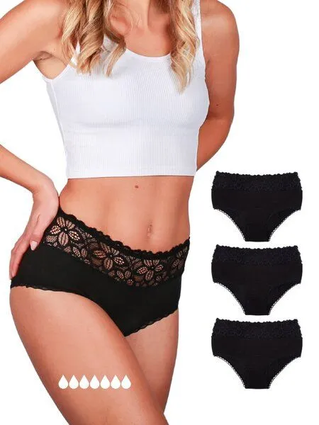 Taynie Taynie Deluxe Ultra Periodenunterwäsche Biozidfrei 60°C, 3er pack schwarz, – Produktbild 2 von 4