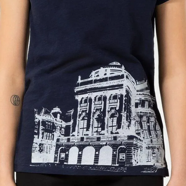 Spangeltangel Spangeltangel Damenshirt "Opernhaus", T-Shirt bedruckt, Frauen, festlich leger, Blau, – Produktbild 2 von 3