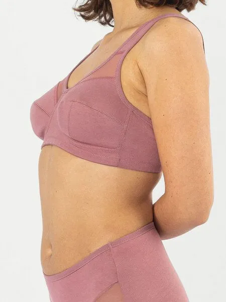erlich textil erlich textil Anni bügelloser Mesh BH aus Bio-Baumwolle, made in Europe, Mauve, – Produktbild 4 von 8