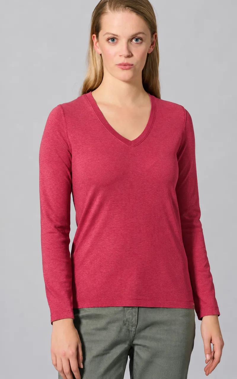 HempAge Hempage Damen vegan T-Shirt Sportlich Langärmelig Barolo Rosa, Rosa, – Produktbild 2 von 2