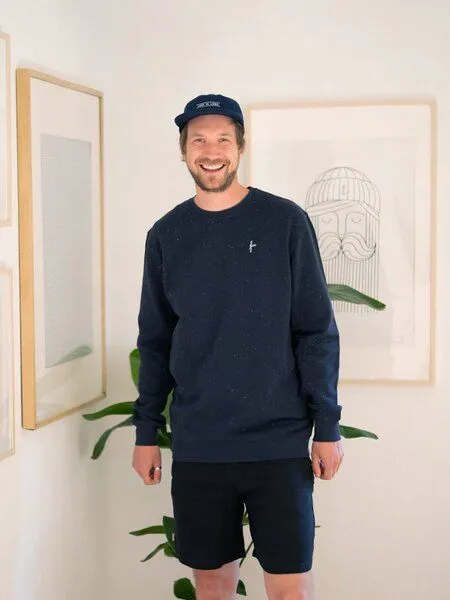 FUXBAU FUXBAU Männer Neps Pullover, Navy neps, – Produktbild 2 von 4