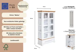 OTTO home Vitrine Melissa Höhe 169 cm, Breite 94 cm, 2-türig, Kiefer massiv, FSC® – Produktbild 1 von 1