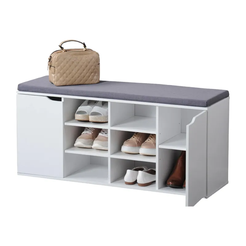 Kesper Schuhschrank mit Sitzkissen, 2 Türen und 6 Fächer, Weiss, – Produktbild 2 von 4