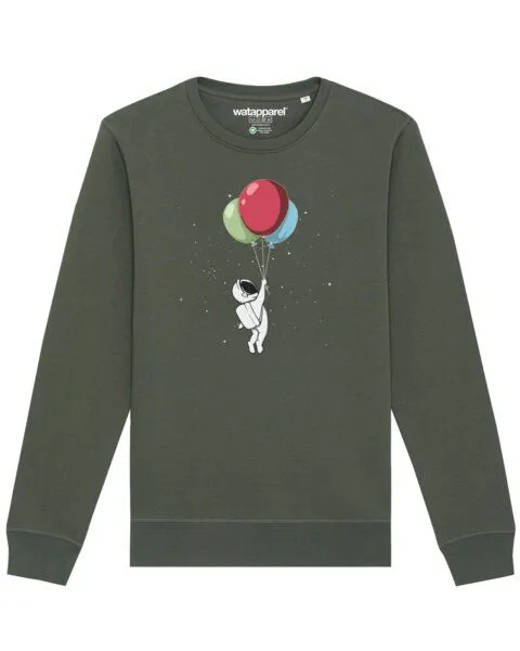 watapparel watapparel Sweatshirt Unisex Little Balloon Astronaut, Khaki, – Produktbild 1 von 4