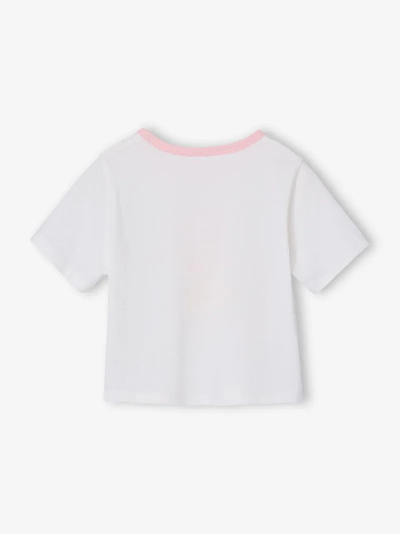 Vertbaudet T-Shirt mit Kontrast-Ausschnitt Mädchen, Wollweiß, – Produktbild 3 von 4