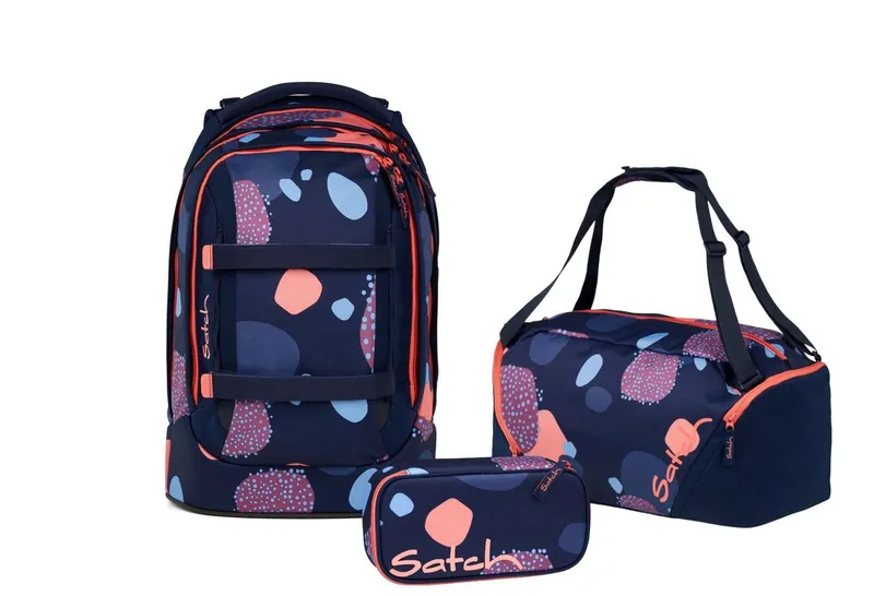 Satch Satch Schulranzen Schulrucksack-Set PACK Coral Reef 3-teilig (3-teilig), ergonomisch, Your-Size-System: auf Körpergröße anpassbar, Blau, – Produktbild 2 von 5