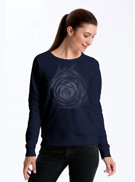 Peaces.bio - handbedruckte Biomode Peaces.bio - handbedruckte Biomode Bio Damen-Sweatshirt Rose, Navy, – Produktbild 1 von 1