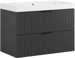 welltime Waschtisch HARMONY mit Waschbecken, Breite 60 oder 80cm, modernes Design, Schrank mit 2 Schubladen, Soft-Close-Function, Paneeloptik – Produktbild 1 von 1