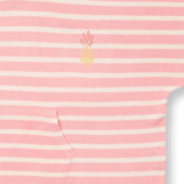 Sense Organics Sense Organics Kinder Badeponcho, Modell ALVI, Pastellrosa-weiß geringelt mit ananas, – Produktbild 3 von 3