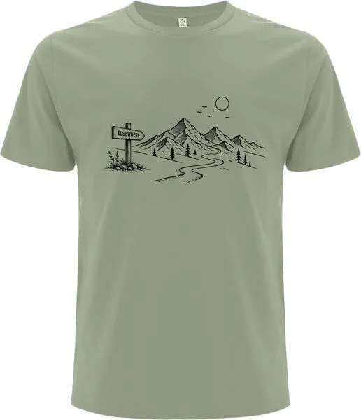 Spreecult Spreecult Elsewhere - Bio und Fair - Männer Unisex T-Shirt - Natur Berge Sonne, Khaki, – Produktbild 2 von 2