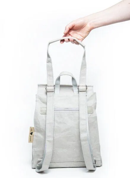 PAPERO PAPERO Rucksack aus Papier 3 in 1 Handtasche Damen, Grau, – Produktbild 3 von 4