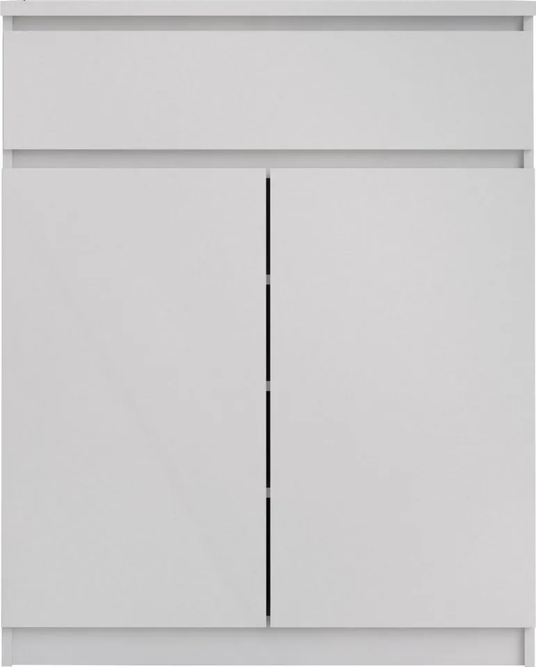 Home affaire Kommode Naia, abgerundete Schubladenkanten auf Metallgleiter, Breite 80,2 cm, Weiß, – Produktbild 2 von 5