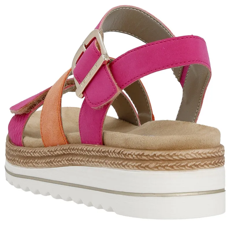 Remonte Remonte Keilsandalette Keilabsatz, Sommerschuh, Sandale in veganer Verarbeitung, Orange|rosa, – Produktbild 1 von 5
