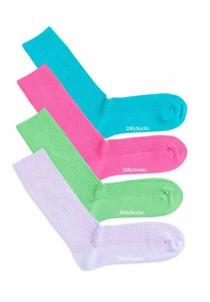 DillySocks DillySocks Socken „Premium Ribbed Collection“, Shiny turquoise - splash pink - pale green - lavender lilac, – Produktbild 1 von 4