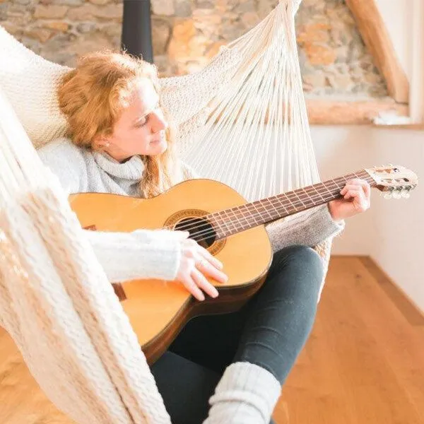 HängemattenGlück HängemattenGlück Hängesessel BALAO GRANDE aus Bio-Baumwolle, Natur-weiss, – Produktbild 5 von 7