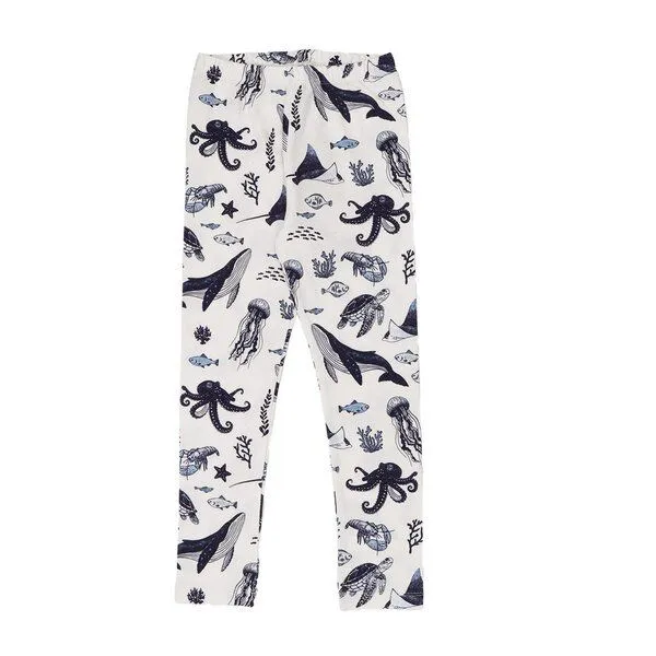 Walkiddy Walkiddy Leggings Weiß Wal-Print Allover Bio-Baumwolle GOTS elastisch – Produktbild 1 von 3