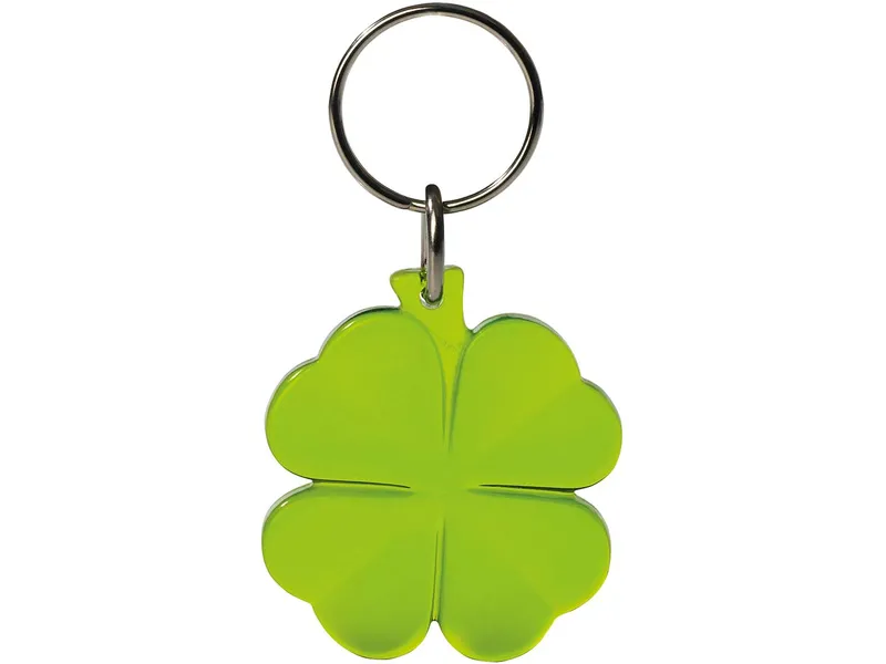Schlüsselanhänger "Kleeblatt" inkl. 1-farbig beidseitigem Aufdruck, lime transparent – Produktbild 1 von 1