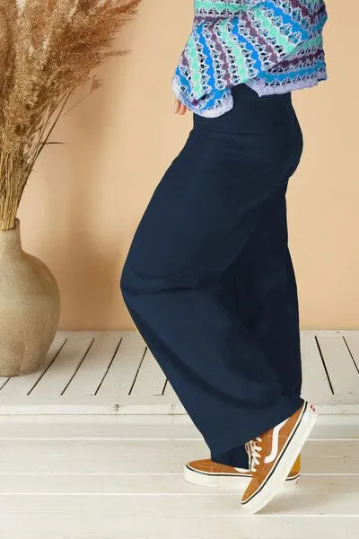 La Gitana La Gitana Damen Cordhose „Lina“ aus Stretch Bio Baumwolle, Passform: Loose Fit, Blau, – Produktbild 1 von 3