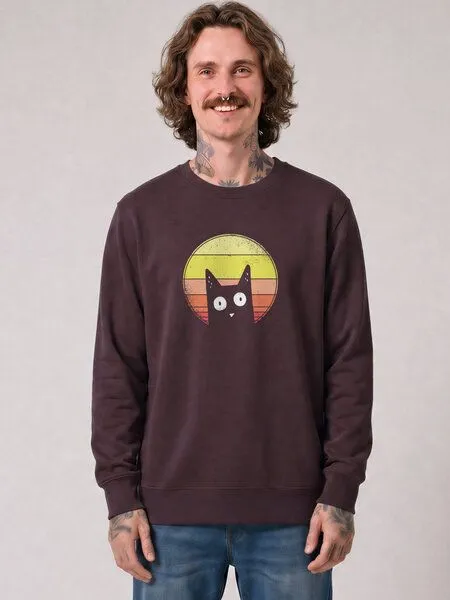 watapparel watapparel Sweatshirt Unisex Sunset Cat, Red brown, – Produktbild 2 von 2