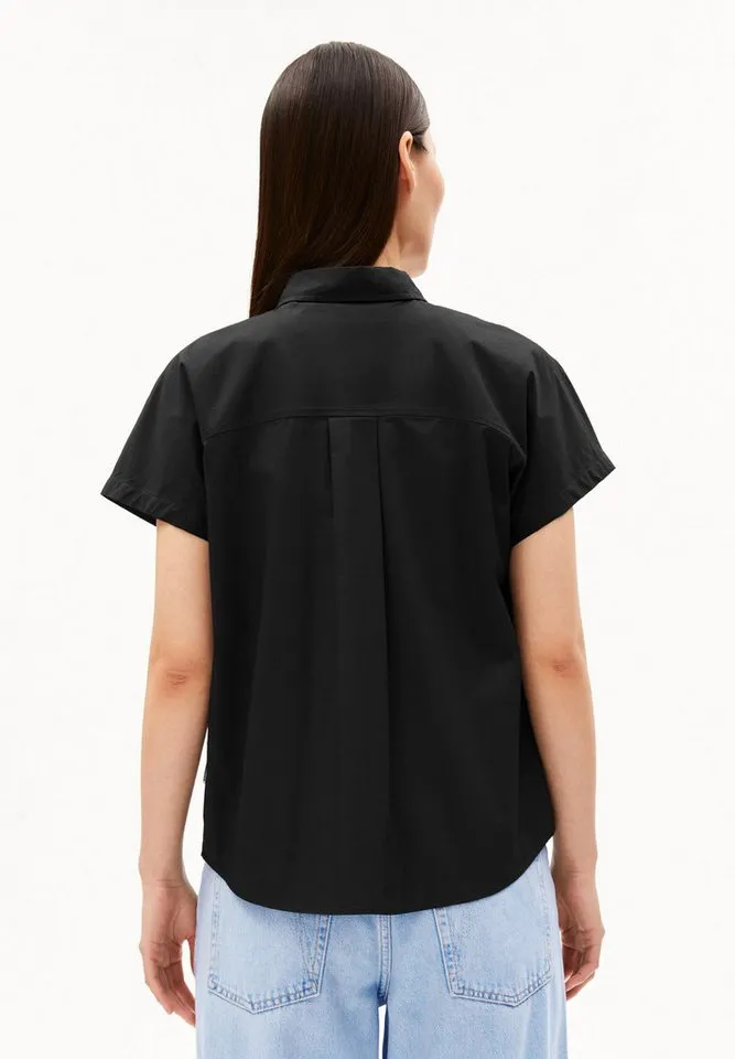 ARMEDANGELS ARMEDANGELS Kurzarmbluse LARISAANA Bluse aus 100% Bio-Baumwolle Relaxed Fit, Schwarz, – Produktbild 4 von 5