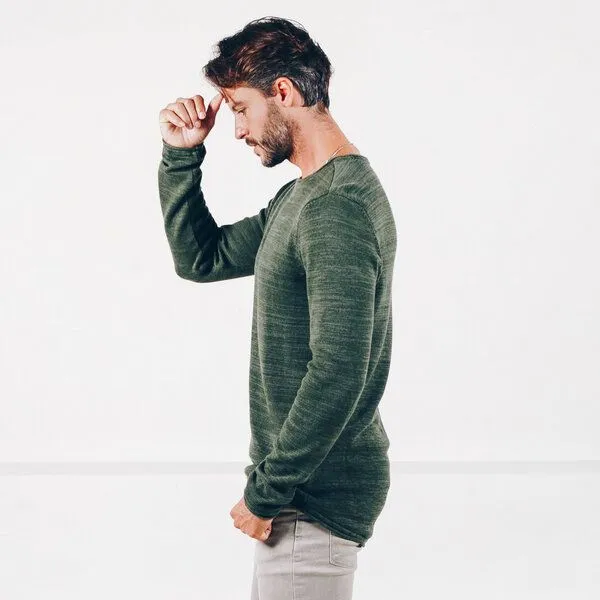 The Driftwood Tales The Driftwood Tales Basic-Strickpullover - Herren Pullover - Driftwood Tales - aus Bio-Baumwolle, Army grun, – Produktbild 3 von 4