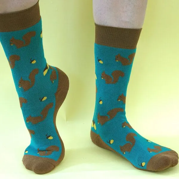 Fräulein Prusselise Fräulein Prusselise Dicke Eichhörnchen Frottee Socken petrol braun bunt gemustert – Produktbild 1 von 4
