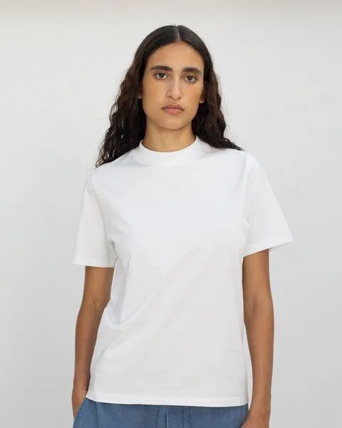 Rotholz Rotholz Basic T-Shirt mit breitem Kragen Bio Baumwolle, Weiss, – Produktbild 1 von 7