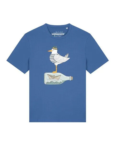 watapparel watapparel T-Shirt Unisex Möwe mit Hut, Mindful blue, – Produktbild 1 von 2