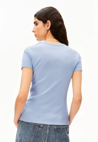 ARMEDANGELS ARMEDANGELS KARDAA Damen Ripp-T-Shirt aus Bio-Baumwoll Mix, Soft blue, – Produktbild 2 von 4