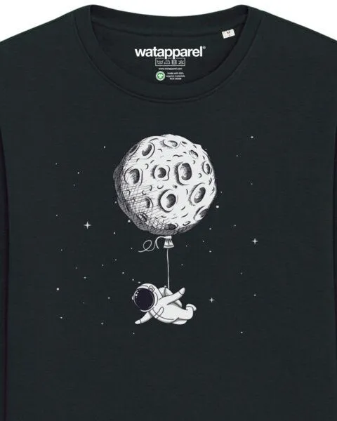 watapparel watapparel Sweatshirt Unisex Funny Spaceman, Black, – Produktbild 3 von 3