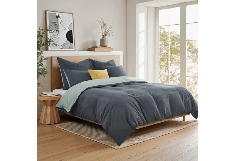 Topfinel Bettwäsche 135x200cm 4 teilig winterbettwäsche mit reißverschluss bügelfrei wärm, satin, 3 teilig, kühlende bettwäsche 200x200 Grau Hellgrau wendebettwäsche boho, Grau, – Produktbild 2 von 5