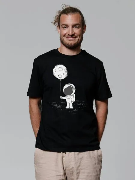 watapparel watapparel T-Shirt Unisex Kleiner Astronaut mit Luftballon, Black, – Produktbild 2 von 3