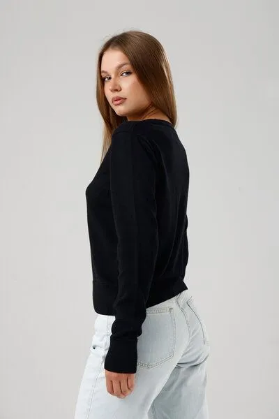 GORG GORG Damen Strickpullover mit Rundhalsausschnitt, Schwarz, – Produktbild 2 von 4