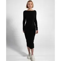 GORG GORG Geripptes Damen-Langarmkleid aus Bio-Baumwolle & TENCEL Modal, Schwarz, – Produktbild 1 von 1