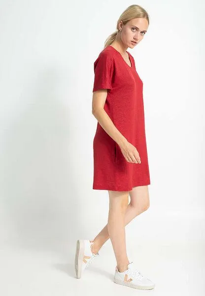Alma & Lovis Alma & Lovis Tunikakleid aus Hanfjersey | Hemp Tunika, Rot, – Produktbild 3 von 4
