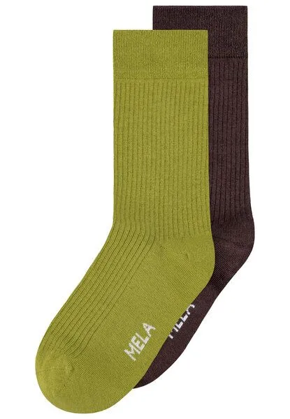 MELA MELA Gerippte Socken 2 Paare aus 100% Bio-Baumwolle, Seaweed, dunkelbraun, – Produktbild 1 von 1