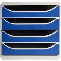 Exacompta Exacompta Schubladenbox "Office", DIN A4+, 4 Schubladen offen, blau – Produktbild 1 von 1