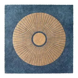 Veskor Cassiopeia Veskor Cassiopeia CENTRAL SUN Sonnen Linoldruck | 22 × 22 cm | Kupfer auf Indigoblau – Produktbild 1 von 1