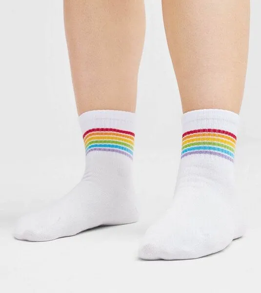 Natural Vibes Natural Vibes Rainbow Quarter Socken Bio GOTS-zertifiziert Sneaker Herren Damen, Weiss, – Produktbild 3 von 3